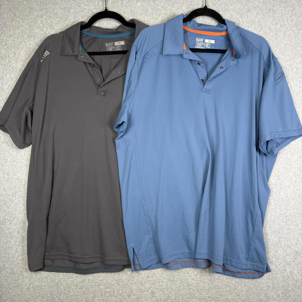 5.11 Tactical Men's XL Blue & Grey Short Sleeve Performance Polo Shirts Lot of 2